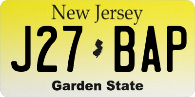 NJ license plate J27BAP
