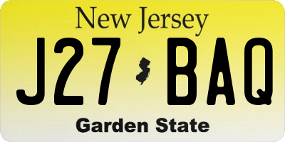 NJ license plate J27BAQ