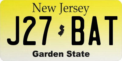 NJ license plate J27BAT