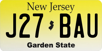 NJ license plate J27BAU