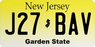 NJ license plate J27BAV