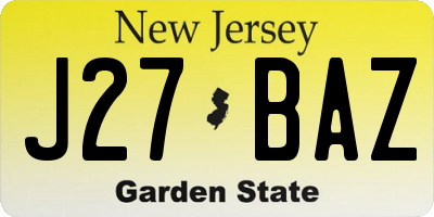NJ license plate J27BAZ