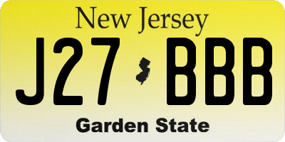 NJ license plate J27BBB
