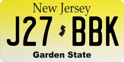 NJ license plate J27BBK