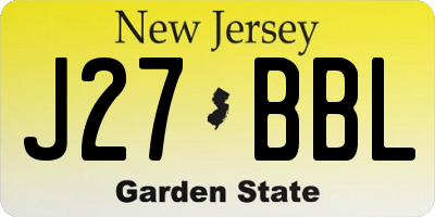 NJ license plate J27BBL
