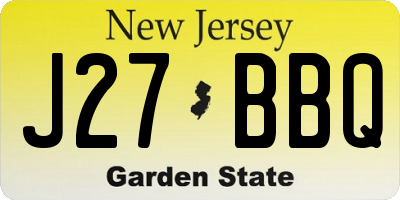 NJ license plate J27BBQ
