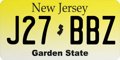 NJ license plate J27BBZ