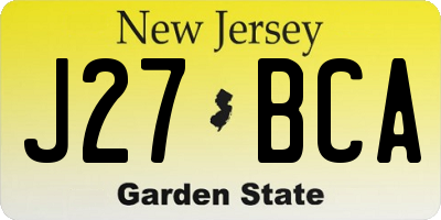 NJ license plate J27BCA