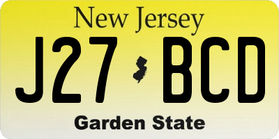 NJ license plate J27BCD