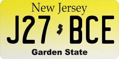 NJ license plate J27BCE