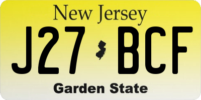 NJ license plate J27BCF