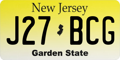 NJ license plate J27BCG