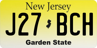 NJ license plate J27BCH