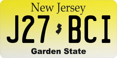 NJ license plate J27BCI