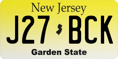 NJ license plate J27BCK