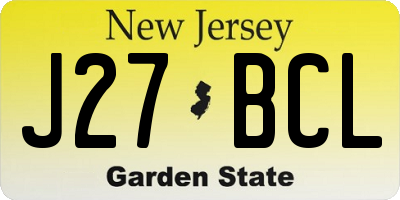 NJ license plate J27BCL