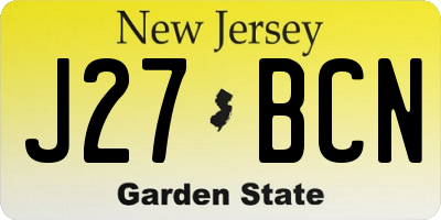 NJ license plate J27BCN