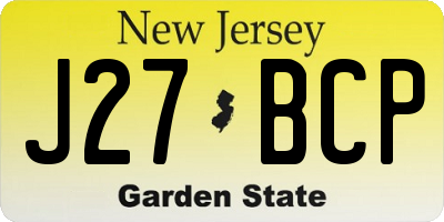 NJ license plate J27BCP
