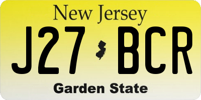 NJ license plate J27BCR