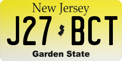 NJ license plate J27BCT