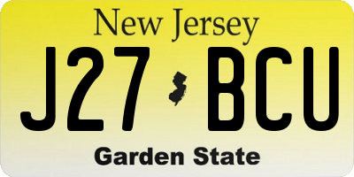 NJ license plate J27BCU