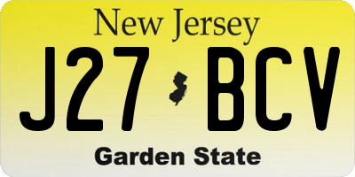 NJ license plate J27BCV