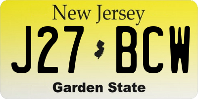 NJ license plate J27BCW