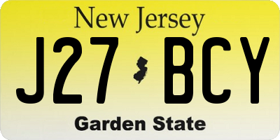 NJ license plate J27BCY