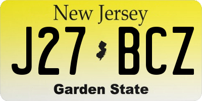 NJ license plate J27BCZ