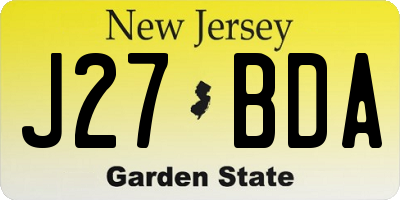 NJ license plate J27BDA