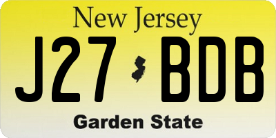 NJ license plate J27BDB