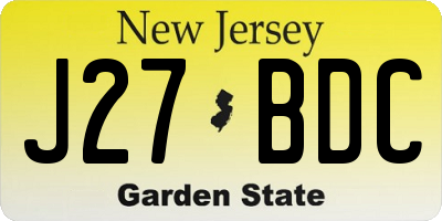 NJ license plate J27BDC
