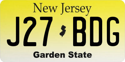NJ license plate J27BDG