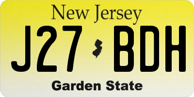 NJ license plate J27BDH