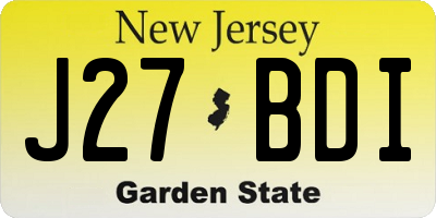 NJ license plate J27BDI