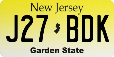 NJ license plate J27BDK