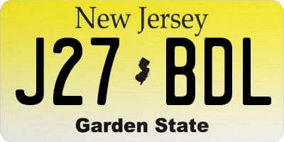 NJ license plate J27BDL