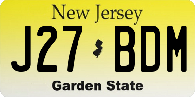 NJ license plate J27BDM