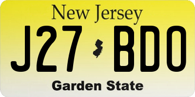 NJ license plate J27BDO