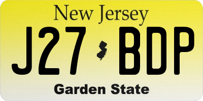 NJ license plate J27BDP