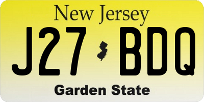 NJ license plate J27BDQ