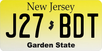 NJ license plate J27BDT
