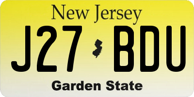 NJ license plate J27BDU