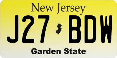 NJ license plate J27BDW