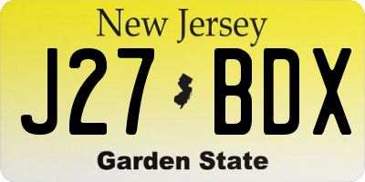 NJ license plate J27BDX