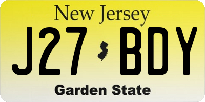 NJ license plate J27BDY