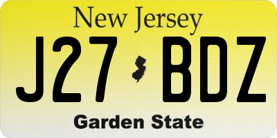 NJ license plate J27BDZ