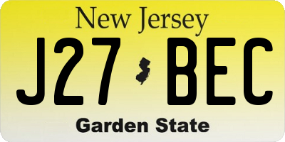 NJ license plate J27BEC