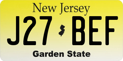 NJ license plate J27BEF