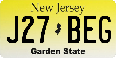 NJ license plate J27BEG